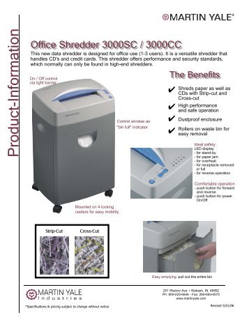 Office Shredder 3000SC / 3000CC - Check Writers