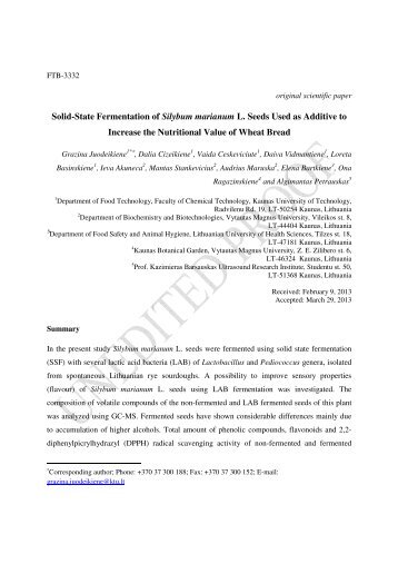 Solid-State Fermentation of Silybum marianum L. Seeds Used as ...