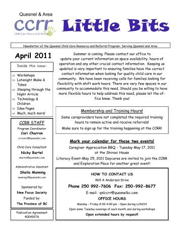 April 2011 - Child Care Resource and Referral