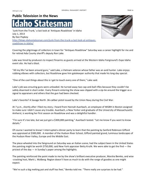 June 2013 - Idaho Public Television