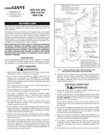 6EN-CIA-SFS 6EN-CIA-RF 6EN-CIM - Franklin Electric