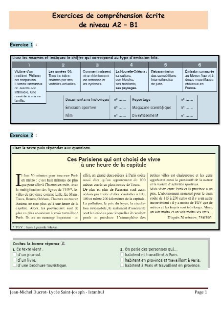 Exercices de comprÃ©hension Ã©crite 1.pdf - Insuf-FLE...