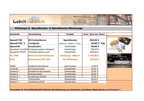 Kittlampe & Speedheater & Speedheater-Werkzeuge - LeinÃ¶l natÃ¼rlich