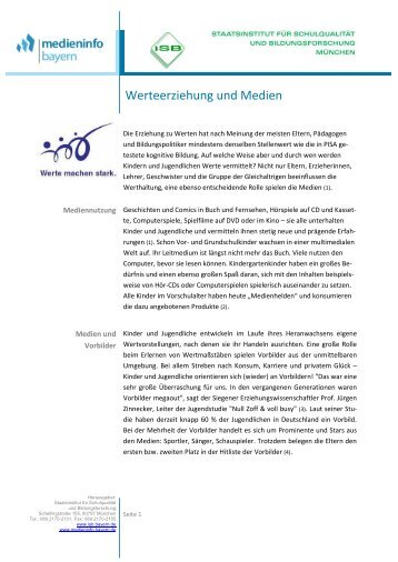 Werteerziehung und Medien - mebis - Bayern