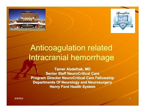 Anticoagulation-related intracranial hemorrhage - Henry Ford Health ...
