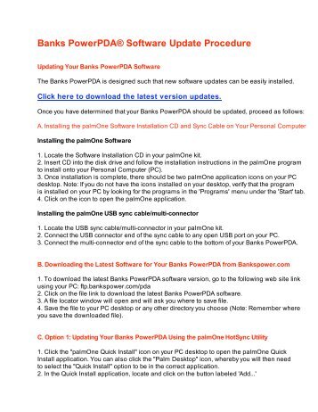 Banks PowerPDAÂ® Software Update Procedure