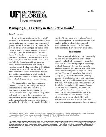 Managing Bull Fertility in Beef Cattle Herds - AL BCIA