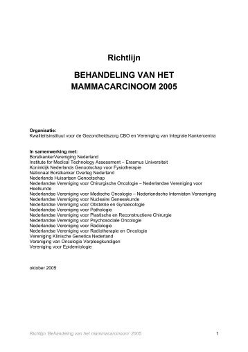 Richtlijn Behandeling van het Mammacarcinoom - Oncoline