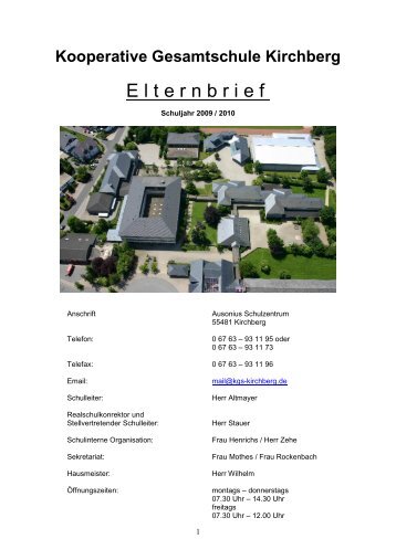 Elternbrief - Kooperative Gesamtschule Kirchberg
