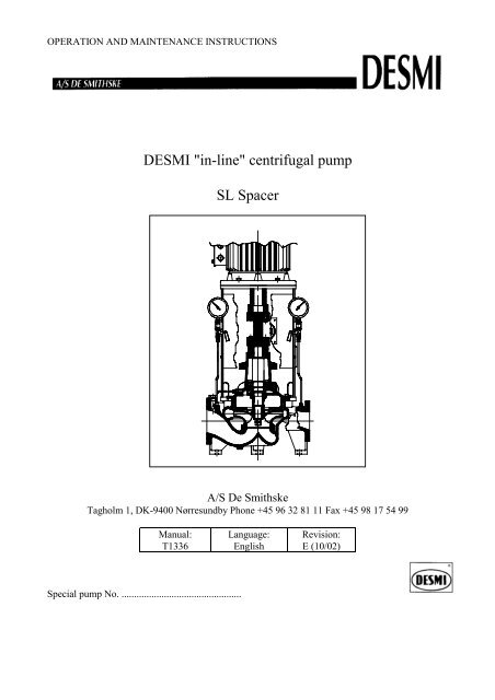 Desmi Rise DESMI in-line centrifugal pump SL Spacer