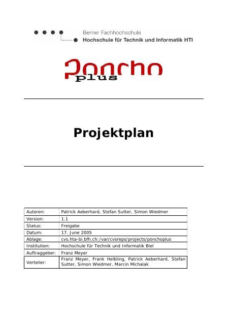 Projektplan - Berner Fachhochschule