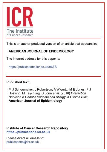 Interaction Between 5 Genetic Variants and Allergy in Glioma Risk