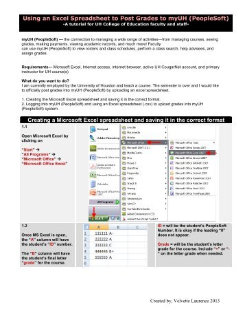 Using an Excel Spreadsheet to Post Grades to myUH (PeopleSoft)