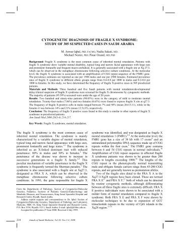 a study on fragile x syndrome Fragile x syndrome (fxs) is the most common cause of genetically acquired intellectual disability and is due to a mutation in the fragile x mental retardation 1 gene (fmr1) on the x chromosome at xq237. a study on fragile x syndrome Fragile x syndrome (fxs) is the most common cause of genetically acquired intellectual disability and is due to a mutation in the fragile x mental retardation 1 gene (fmr1) on the x chromosome at xq237.