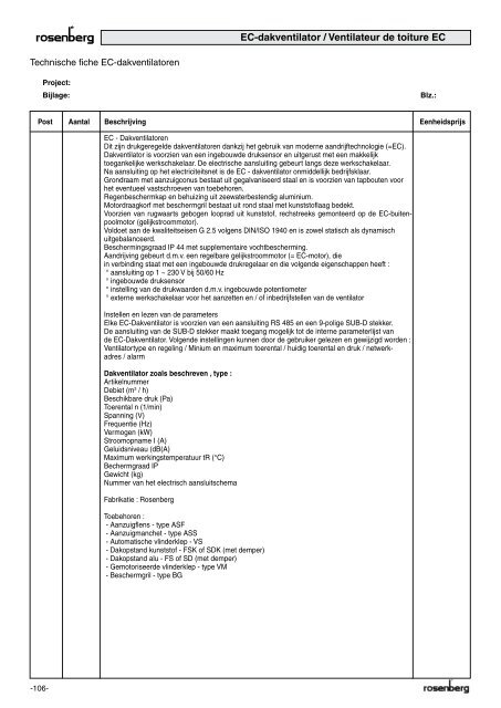 Cataloog Dakventilatoren Catalogue Ventilateurs de toiture