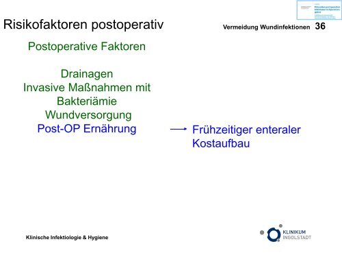 Vermeidung nosokomialer Wundinfektion - Septische Chirurgie