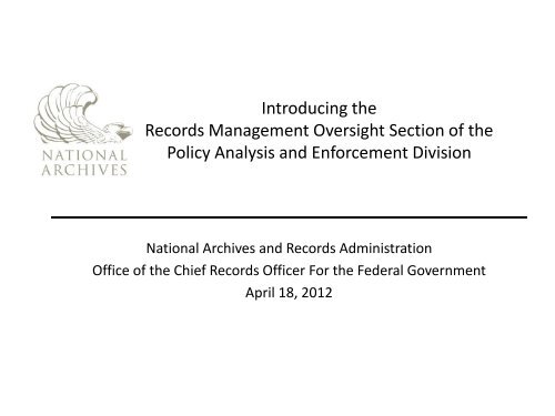 Records Management Self Assessment - National Archives and ...