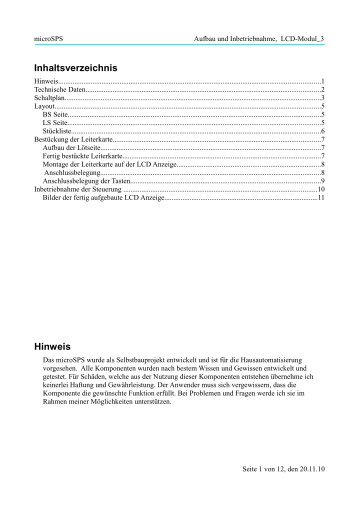 Aufbau und Inbetriebnahme LCD_MODUL3 - microSPS