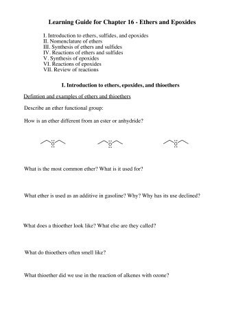 Learning Guide for Chapter 16 - Ethers and Epoxides