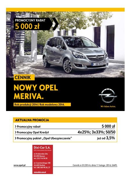 Opel Meriva ceny 2013 - Opel Meriva cennik 2013 ... - Opel Polska