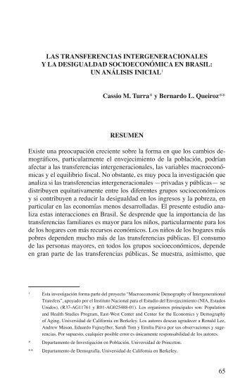 Las transferencias intergeneracionales y la desigualdad ... - Cepal