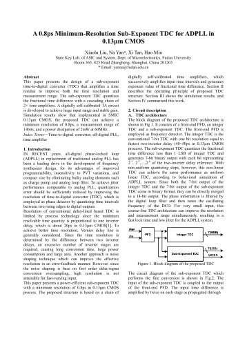 A 0.8ps Minimum-Resolution Sub-Exponent TDC ... - Fudan University