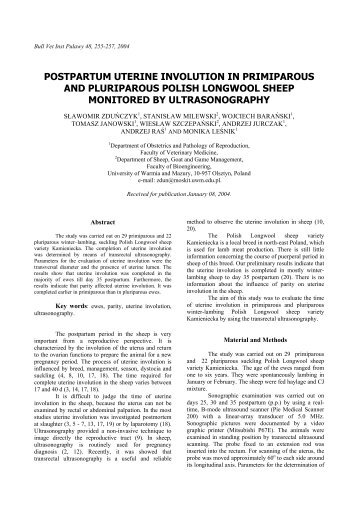 postpartum uterine involution in primiparous and pluriparous polish ...