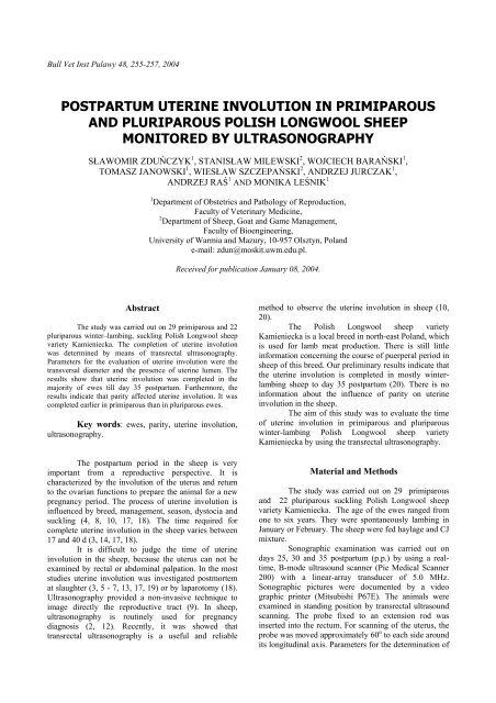 Involution Pattern postpartum uterine involution in primiparous and pluriparous polish ...