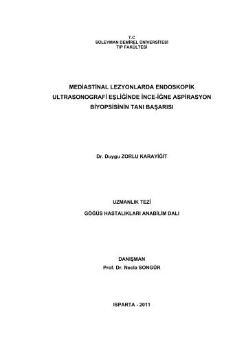 mediastinal lezyonlarda endoskopik ultrasonografi eÅliÄinde ince ...