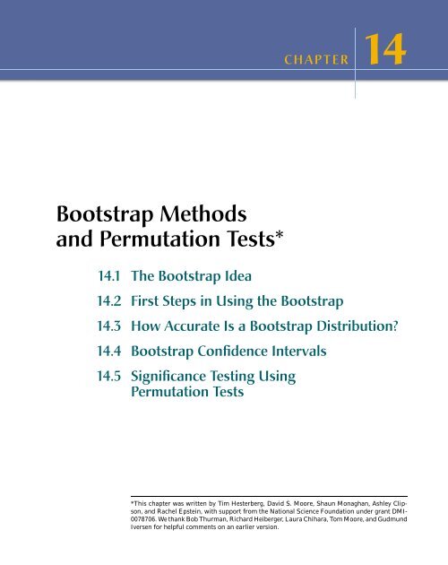 Chapter 14 - Bootstrap Methods and Permutation Tests - WH Freeman