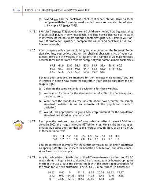 Chapter 14 - Bootstrap Methods and Permutation Tests - WH Freeman