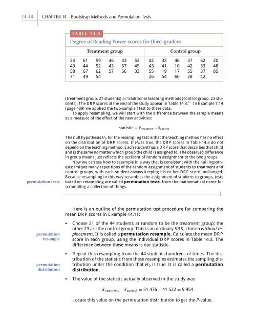 Chapter 14 - Bootstrap Methods and Permutation Tests - WH Freeman
