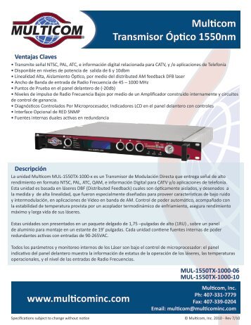 Multicom Transmisor Óptico 1550nm - Multicom, Inc.