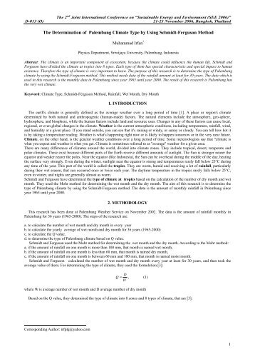 The Determination of Palembang Climate Type by Using Schmidt ...