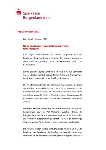 Pressemitteilung - Sparkasse Burgenlandkreis