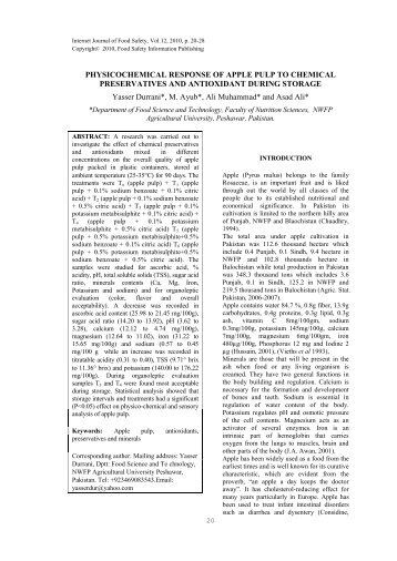 PHYSICOCHEMICAL RESPONSE OF APPLE PULP TO CHEMICAL ...