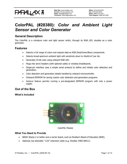 ColorPAL (#28380): Color and Ambient Light Sensor and Color ...