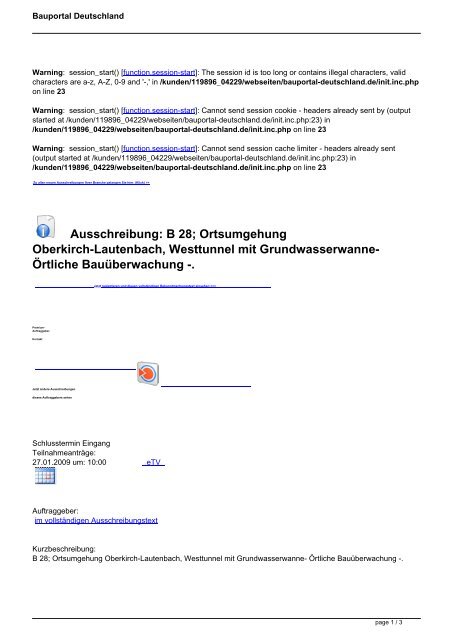 Ausschreibung: B 28; Ortsumgehung Oberkirch-Lautenbach ...