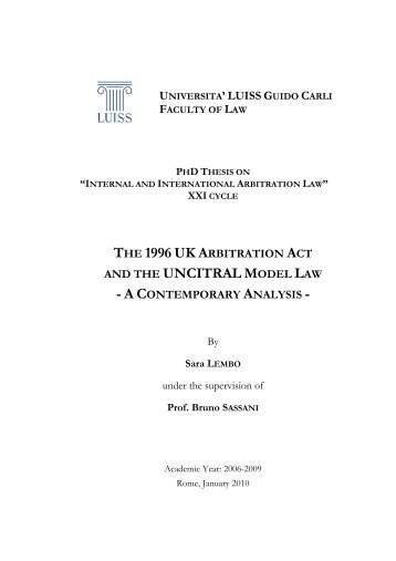THE 1996 UK A AND THE UNCITRAL MODEL LAW - A C