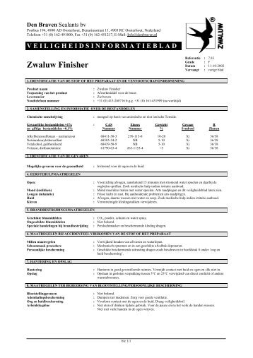 VEILIGHEIDSINFORMATIEBLAD Zwaluw Finisher - Den Braven