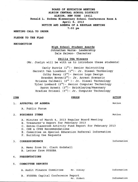 2013 04-08 Board Packet.pdf - Albion Central School District