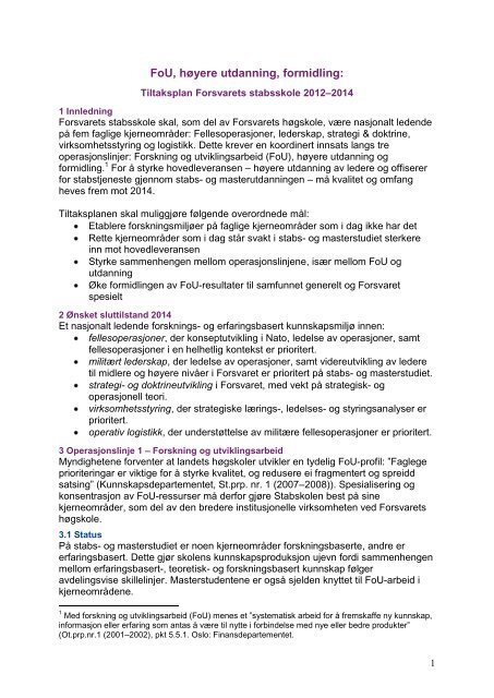 FoU-strategi for Forsvarets stabsskole (FSTS) 2012-2014 (pdf)