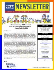 Spring 2012 Newsletter - Child Care Resource and Referral