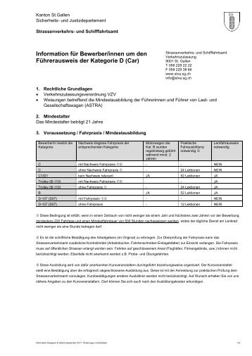 Infoblatt Kategorie D - Strassenverkehrs- und Schifffahrtsamt ...