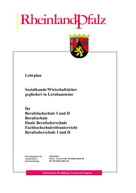 Lehrplan Sozialkunde - BBS-Server Rheinland-Pfalz