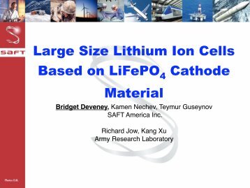 Large Size Lithium Ion Cells Based on LiFePO Cathode Material