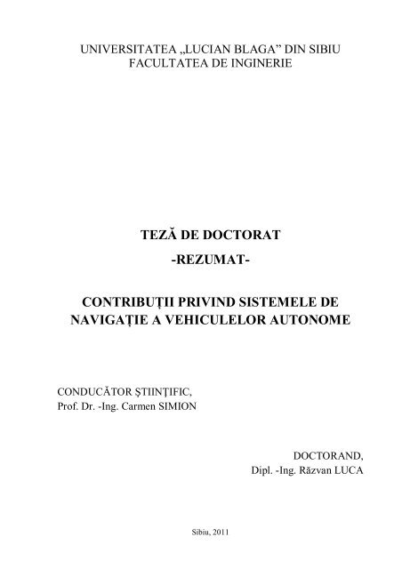 teză de doctorat - Doctorate ULBS - "Lucian Blaga" din Sibiu