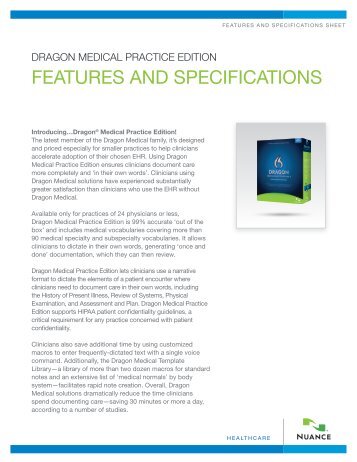 FEATURES AnD SPECIFICATIOnS - Speech Recognition Solutions