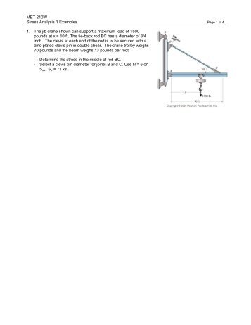 MET 210W Stress Analysis 1 Examples 1. The jib crane shown can ...