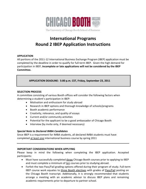 IBEP Application 2001-2002 - Chicago Booth Portal